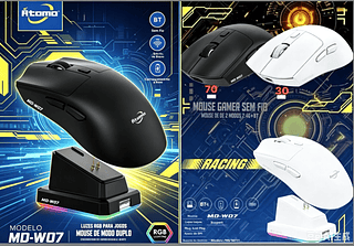 ￼ Mouse Gamer Sem Fio Original Attack Shark X11 com Adesivo, Bluetooth, USB, Preto e Branco, 3 em 1