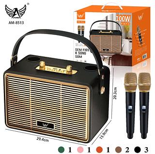 Caixa De Som Com2 Microfone Sem Fio Bluetooth Karaokê com luz 100w