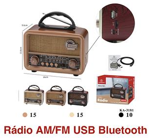 Rádio Portatil Retro Vintage A Pilha E Tomada Am Fm Usb Sd