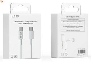 Cabo PD60W carrega rapido type-c for type-c cable bom 9v3a-Kaidi