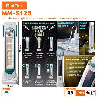 Luminária Holofote Emergencial Solar Recarregável USB Tipo-C - Potencia 100W ou 200W