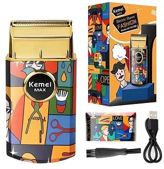 ￼Kemei Mini Barbeador De Folha Dupla Profissional Homens Elétricos Ferramenta De Acabamento De Móvel Padrão De Grafite Aleatório
