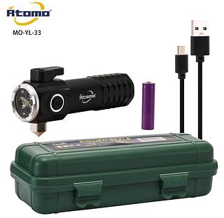 ￼Lanterna Tatica De Led Com Quebra Vidro E Corte Cinto Recarregavel