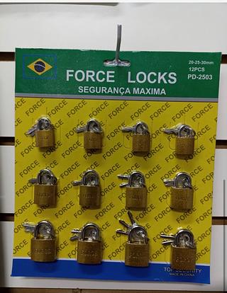 20-25-30mm Cartela Com 12 Cadeado Importado