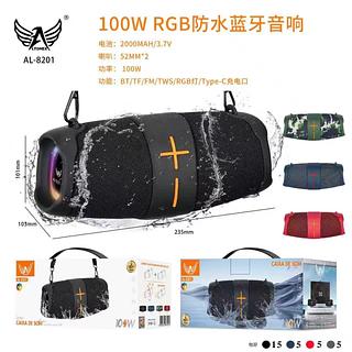 Caixa de Som Bluetooth 100W com alça LED RGB 30cm