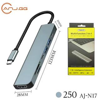 ￼Adaptador Multifuncional Tipo-C 7 Em 1 Celular e Notebook Hub3.0