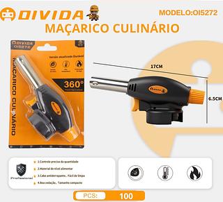 Maçarico Culinário Profissional Portátil com Regulagem de Chama, Acendimento Fácil e Uso Gourmet Multiuso