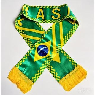 ￼Lenço De Futebol Da Seleção Brasileira Com Bandeira Cachecol De Malha Quente Para Fãs