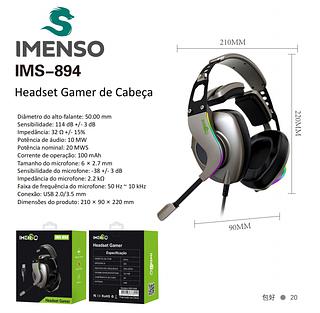 ￼Headset Gamer Imenso Original C/cabo 2 Metros IMS-894