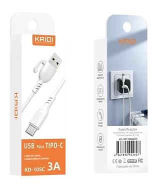 Cabo Usb Tipo - C, Branco 1 Metro 3.0a Branco