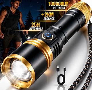 Lanterna Alta Potência Recarregável Usb Zoom Trilha Foco 2km—BMAX