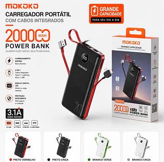 ￼Powerbank 20000mah Com Display Carregador Turbo Portátil