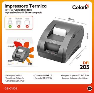 Impressora Térmica 48mm 90MM Guilhotina Ticket Cupom Nao Fiscal Milimetros Pc USB