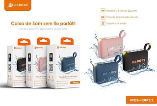 Caixa de Som Bluetooth Peining PEI-SP11 | 20W, LED RGB, À Prova D’Água IPX7