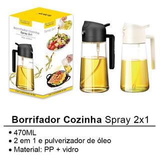 ￼Dispenser Galheteiro 2 em 1 Vidro 470ml Bico Dosador e Borrifador Spray Resistente