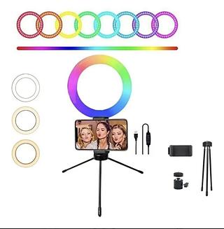 Ring Light Led Iluminador De 6 Polegadas 16cm Rgb Para Mesa