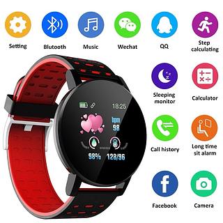 119s Relógio Inteligente Homens Mulheres À Prova D'água Pressão Arterial Esporte Rodada Smartwatch Rastreador De Fitness Para Android iOS