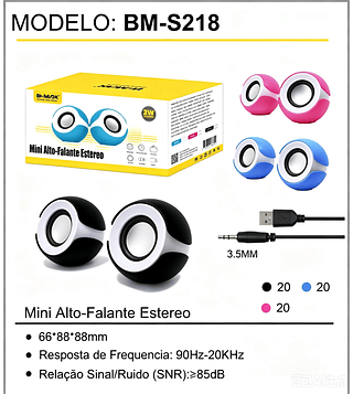 Caixinha De Som B-max Bm-s218 3w Rms Usb P2