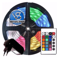 Fita Led 5m Rgb 16 Cores 5050 Pro D'agua + Fonte + Controle