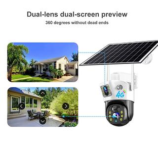 WIFI lente dupla grande angular V380pro câmera dome câmera de rede solar10hora solar usa 10dia