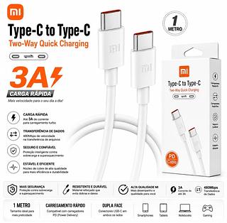 Cabo Turbo Tipo C para Tipo C Xiaomi 3A