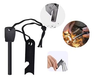 ￼Pederneira De Magnésio - Camping Pesca Com Abridor Acendedor De Fogo -faca