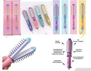 Mini Escova Modeladora Portátil Enrola Cabelo Alisadora Bivolt Jorge