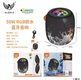 ￼Caixa de som portátil Bluetooth 50W TWS LED/USB/SD/FM com graves potentes