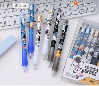 Caneta de assinatura de astronauta com 12 peças, caixa de metal com clipe de aço, caneta neutra para estudantes, azul 0,5