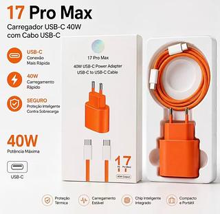 Carregador Turbo Tipo C para Tipoc 40w，Iphone 17 Pro Max Cor Laranja