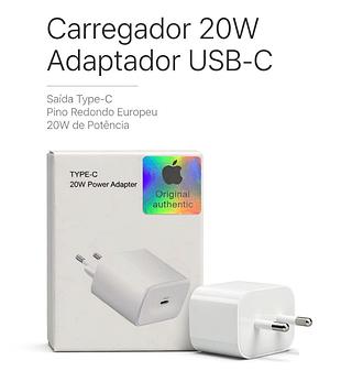 Carregador 20W Adaptador USB-C Saida Type-C