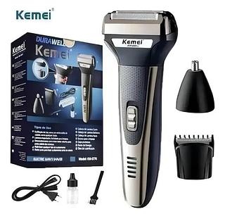 Barbeador Km 6776 Recarregável Multifuncional 3 Em 1