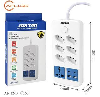 ￼Extensão de Tomada 6 Entradas + USB e Type-C | 2500W | Com Proteção Contra Sobrecarga fang