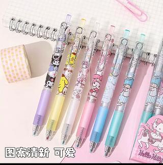6Pcs Desenho Animado Sanrio Gel Pen Hello Kitty Kuromi ST Secagem Rápida Preto 0.5mm Imprensa A Caneta Esferográfica Aprendizagem Presentes De Papelaria 0.5 azul