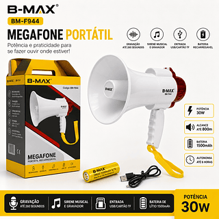 Megafone Profissional Recarregável Amplificador De Voz 260s—BAMX