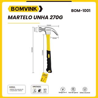 Martelo Profissional Unha Cabo Emborrachado Reforçado 27cm