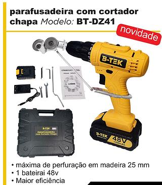 parafusadeira com cortador chapa máxima de perfuração em madeira 25 mm 1 bateirai 48v