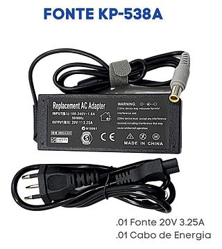 Fonte Carregador Notebook Cabo De Energia Lenovo 20v 3.25A（7.9*5.5）