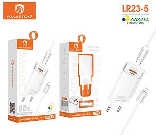 Carregador Turbo Tipo-c PD 60W+Usb-C Qc4.0 Cabo typec+iphone—H'maston