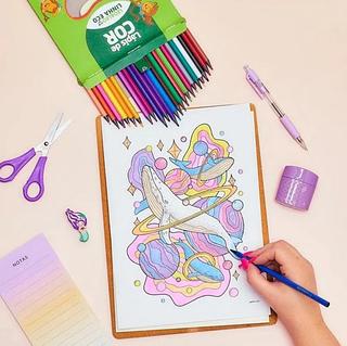 Kit Lapis de Cor 24 Cores Sextavado Material Escolar