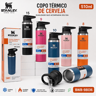 Garrafa Térmica Aço Inox a Vácuo 510ML—Marca Stanley