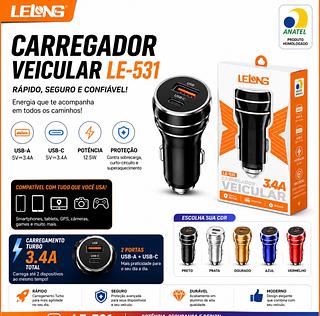 Carregador Veicular It-blue usb+type-c（le-532）