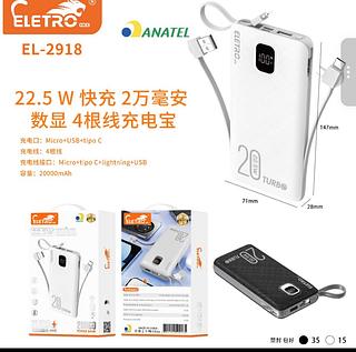 20000mah Power bank com carregamento rápido para alguns celulares com display de 22,5w com 4cabo