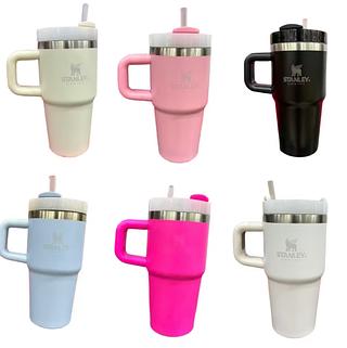 ￼Copo térmico de aço inoxidável 420ml com alça e canudo