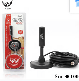 Antena Para Tv Digital Conversor Hdtv Uhf 5m Base Magnética(caixa 100pcX12.8=12800