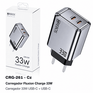 Carregador Hrebos Crg-261 Fluxioncharge 33w Gan Dual Usb