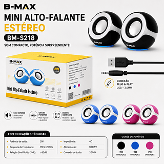 Caixinha De Som B-max Bm-s218 3w Rms Usb P2