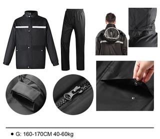 Capa De Chuva Impermeável Para Motociclista Com Capuz E Viseira Completo，G：160-170cm，40-60kg
