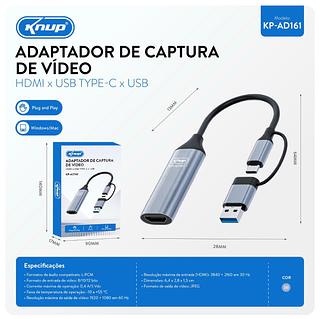 ￼Adaptador Captura Vídeo Hdmi P/usb-c Monitor Dvr—KNUP