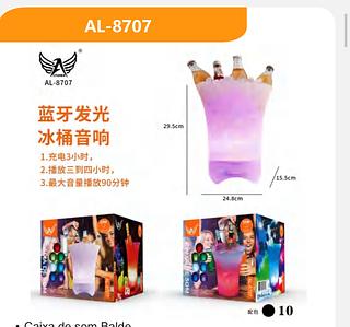 ALTOMEX Balde De Gelo Musical C/ Alto Falante Cooler Led Bluetooth Eventos Balde de festas